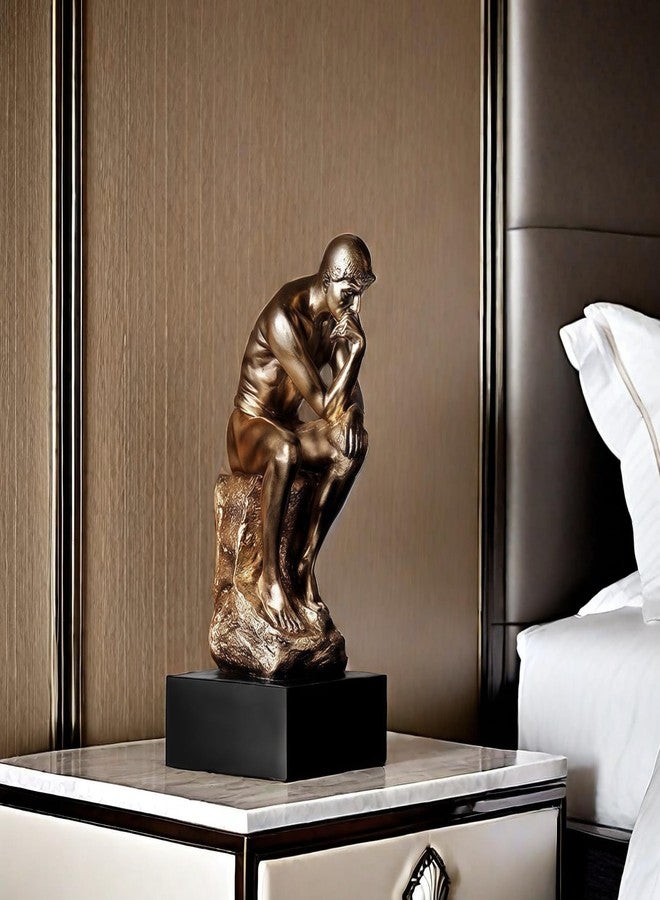 SHTWX Resin The Thinker Thinking Man with Black Base Statue Sculpture Frgurine Gift for Home Office Living Room Desktop Display Decorative Decoration - Image 3